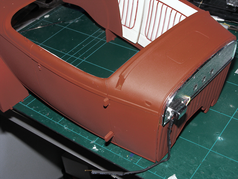 Interior door panels and firewall fitted to the 1/8 Ford