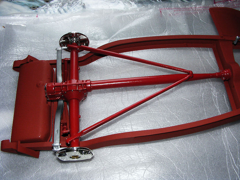 1/8 Ford rear axle and driveshaft mounted on chassis