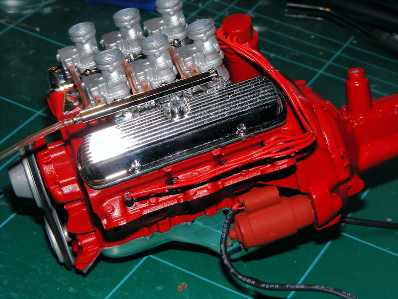 Right hand side view of 1/8 Ford engine wiring